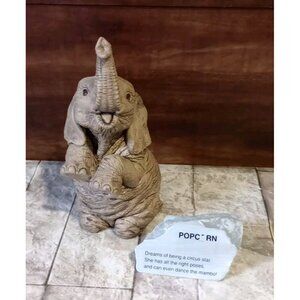 The HERD - Elephant "Popcorn " #3110 by Martha Carey Comes with Story Stone Vtg